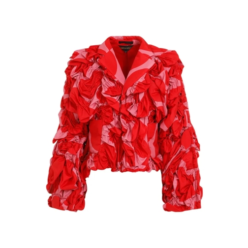 Comme des Garcons Blazer Floral-Appliqué Jacket Red