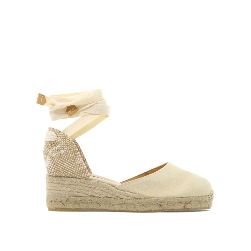 Castaner Sandales Beige Cotton Espadrilles With Woven Heel And Ankle Neutrals