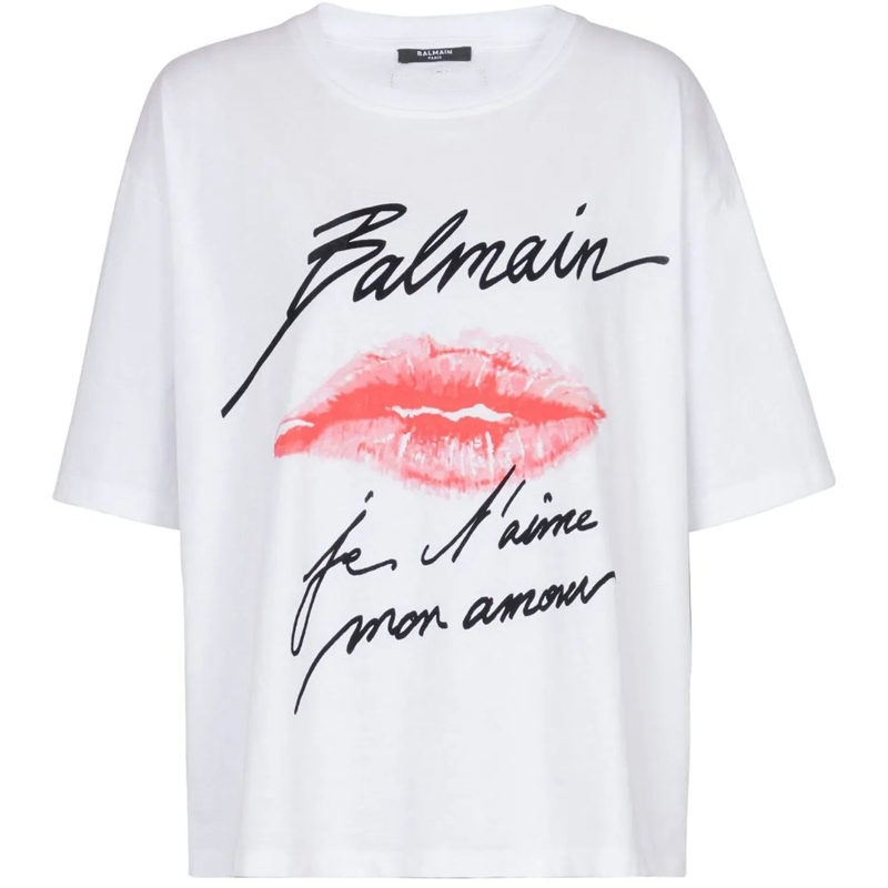 Balmain T-Shirt Top Whiteblackred mehrfarbig
