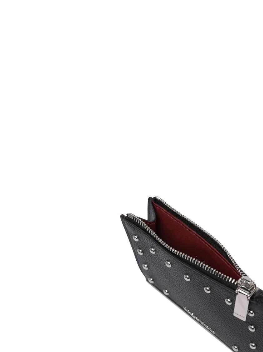 Thumbnail - Alexander McQueen Portemonnaies - Textured Leather Wallet With Metallic Studs - Gr. unisize - in Schwarz - für Damen