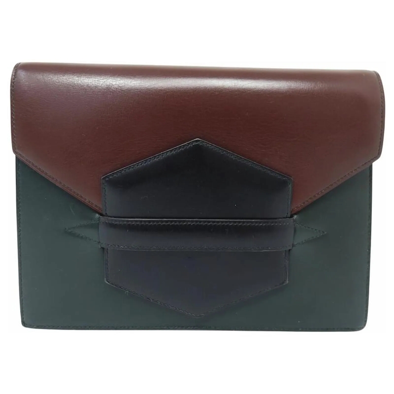 Hermès Clutch VINTAGE HERMES HANDTASCHE POCHETTE FACO AUS BOXLED mehrfarbig