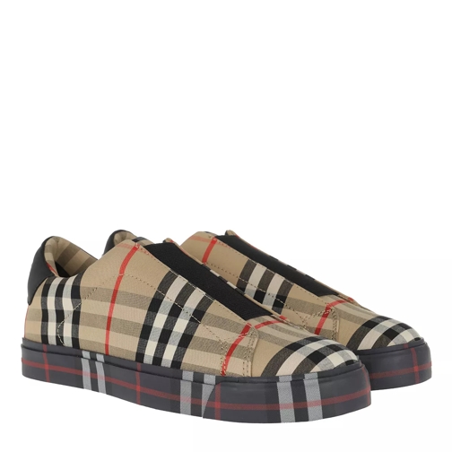 Burberry Contrast Check Slip-On Sneakers Leather Beige sneaker à enfiler