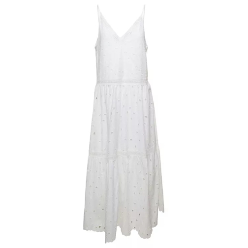 Ivy & Oak 'Michaela' Long White Dress With Flounced Skirt In White 