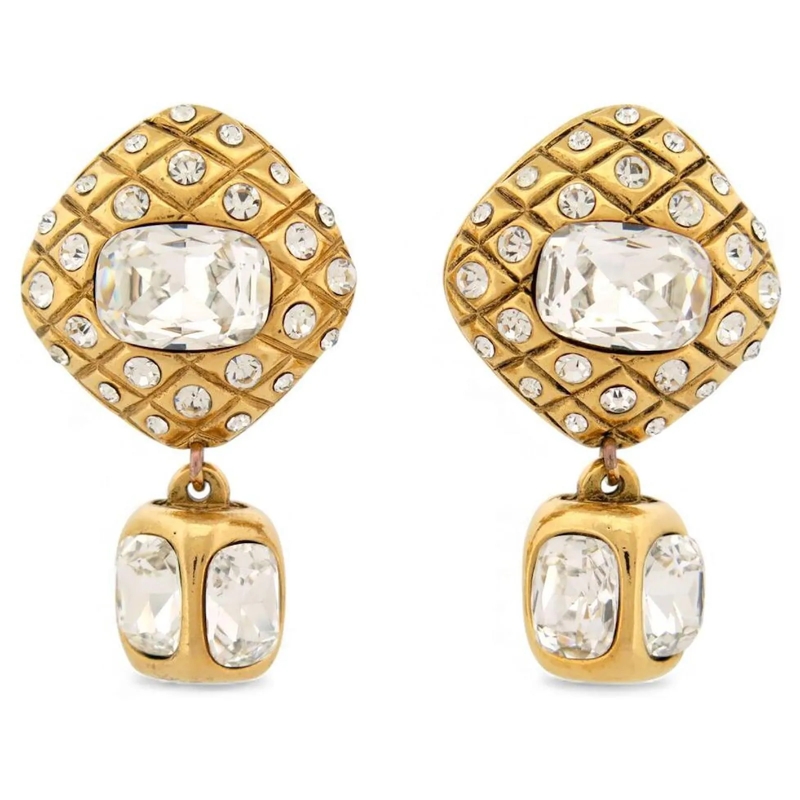 Chanel Ohrstecker VINTAGE CHANEL HÃ„NGEROHRRINGE STRASS DE CASTELLAN gold
