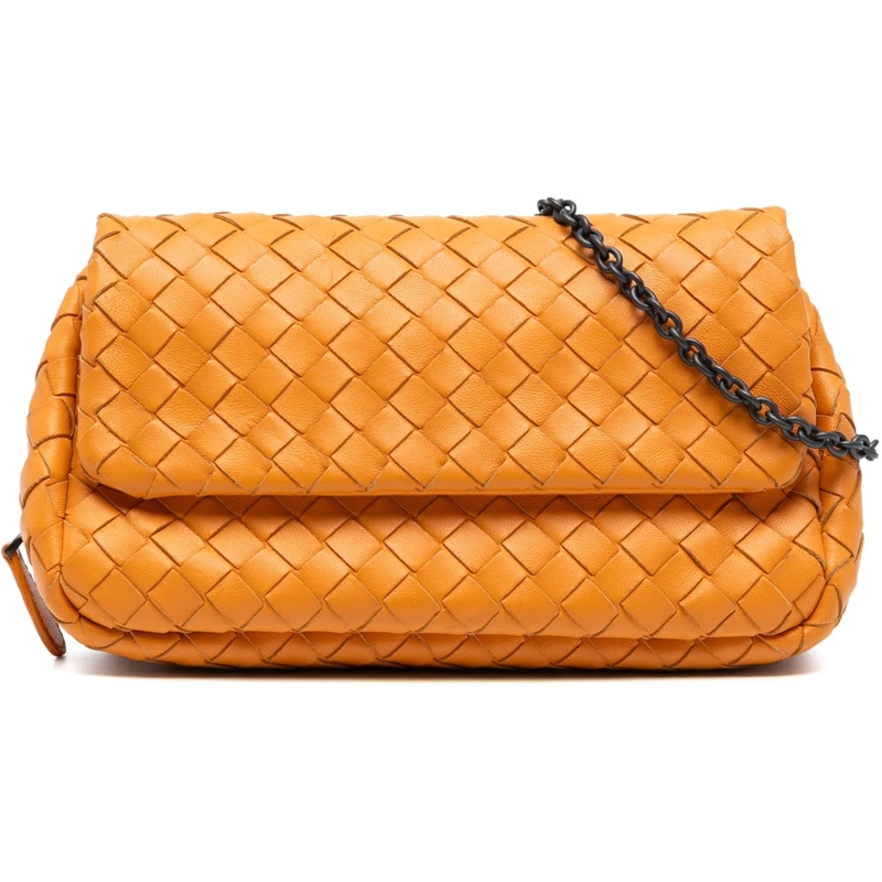 Bottega Veneta Schultertasche Mini Nappa Intrecciato Expandable Chain Flap Cross orange