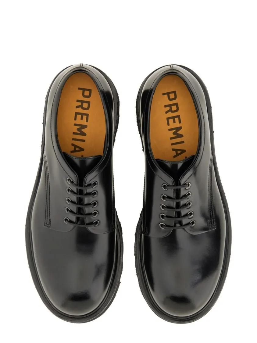 Thumbnail - Polished Calf Leather Lace-Up Moccasins - Gr. 9 - in Schwarz