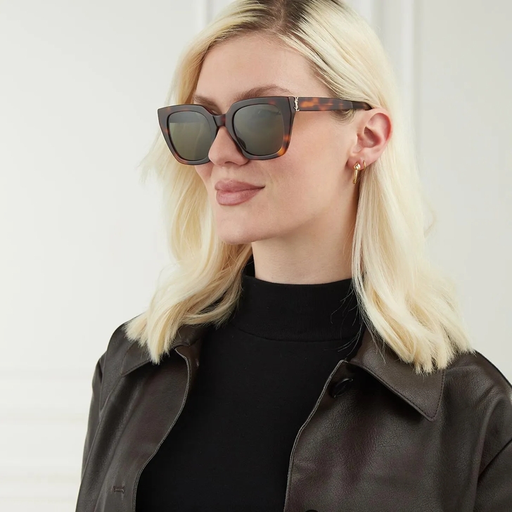 SAINT LAURENT サングラス SLM143F-003 HAVANA/GREEN Saint Laurent Eyewear Saint Laurent Sl M143 Linea Monogram