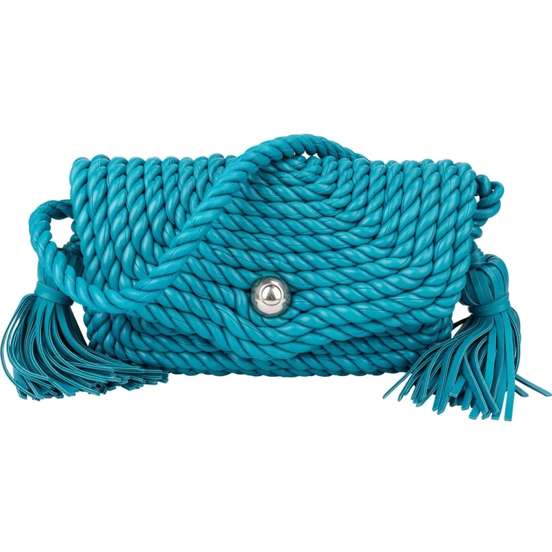 Bottega Veneta Schultertasche Bottega Veneta Braided Blue Leather Torchon Crossb blau