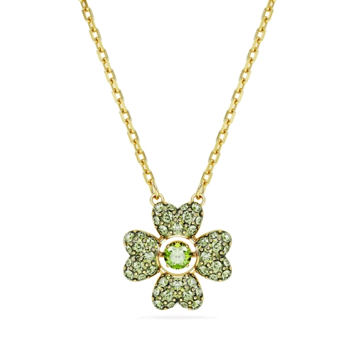 Swarovski Idyllia pendant, Clover, Gold-tone plated Green Pendentif