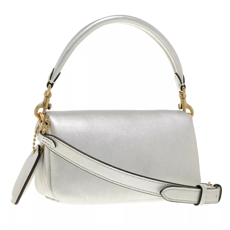 Coach Crossbody Bag Metallic Leather Covered C Closure Pillow Tabby Sh B4 Metallic Silver(Image 4)
