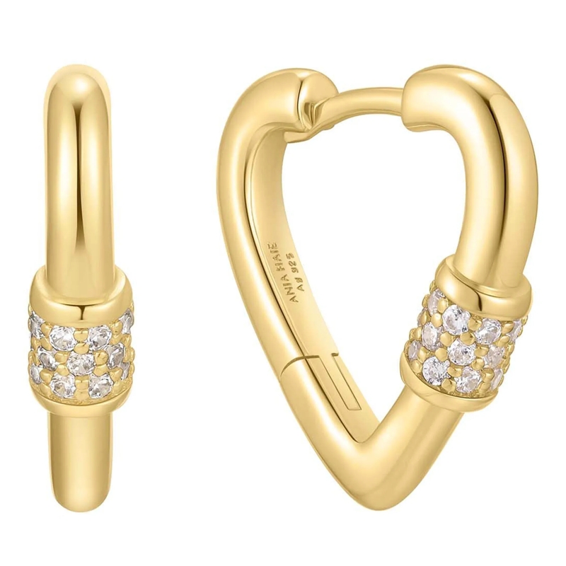 Ania Haie Ohrstecker 925er Sterlingsilber Heart Huggies gold