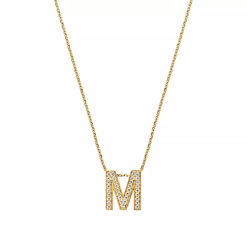 BELORO Necklace Letter M Zirconia Gold-Plated Kurze Halskette
