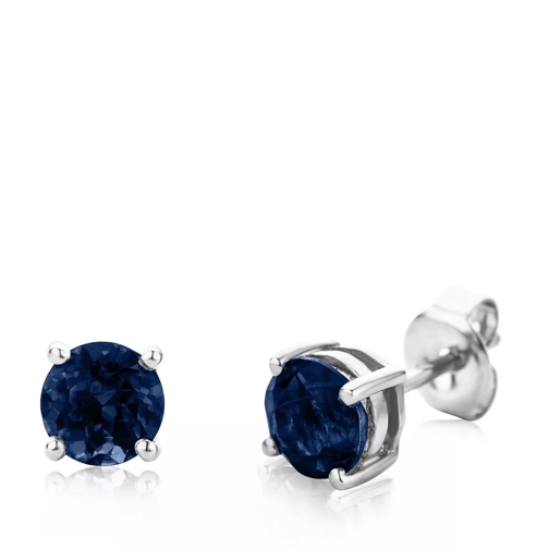 DIAMADA 14KT Blue Sapphire "The Wise One" Earrings White Gold Oorsteker