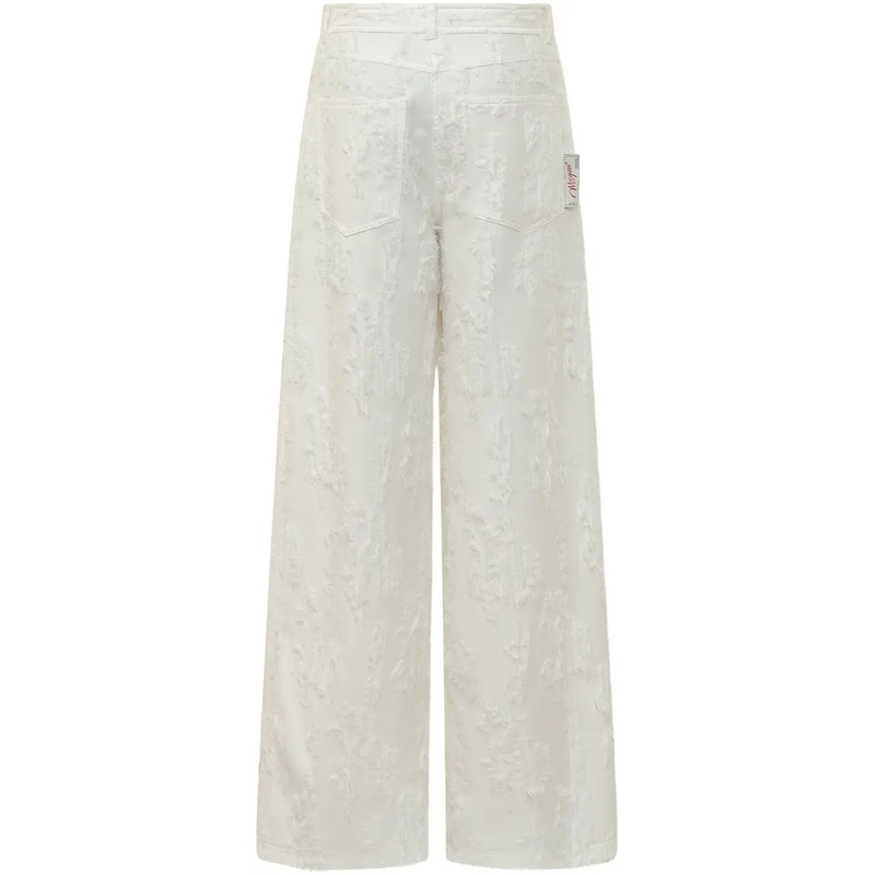 MSGM Hose Pantaloni Palazzo in Tessuto Jacquard weiß(Image 2)