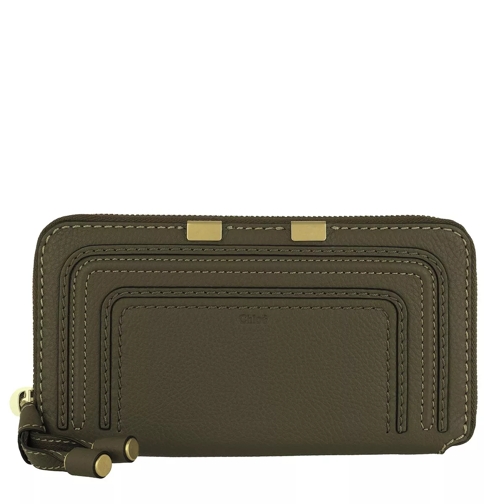 Chloé Marcie Portefeuille Army Green Portemonnaie mit Zip-Around-Reißverschluss