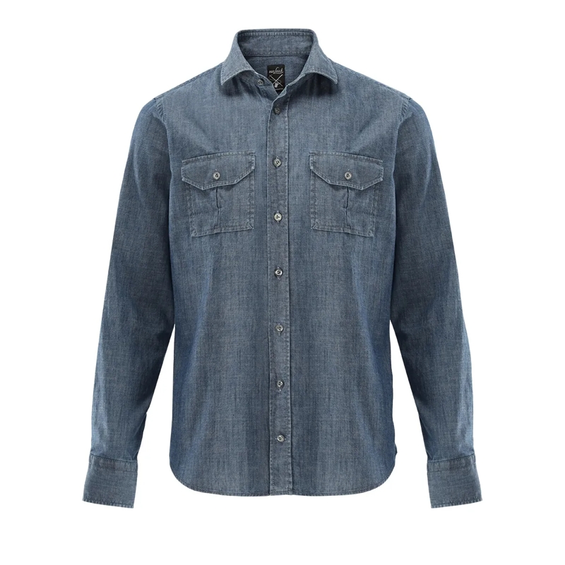 VAN LAACK Hemd Hemd Slim Fit Uni blau
