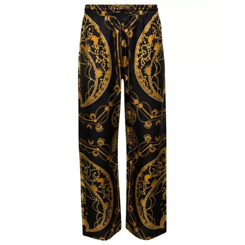 Marine Serre Black Loose Pants With All-Over Graphic Print In S Black Byxor
