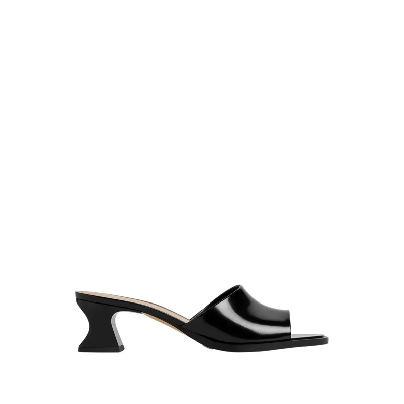 Bottega Veneta Sandalen Black Calf Leather Heeled Shoes Black