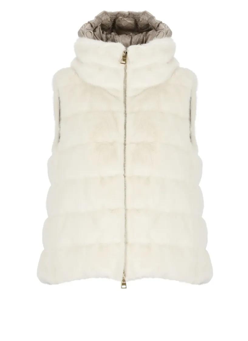 Herno - Vest With Faux Fur - Größe 40 - beige