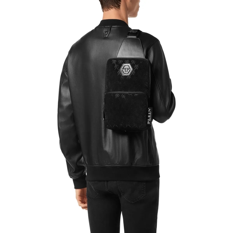 Philipp Plein Schultertasche Kreuzkörper Monogram Mit Schmucksteinen schwarz(Image 3)