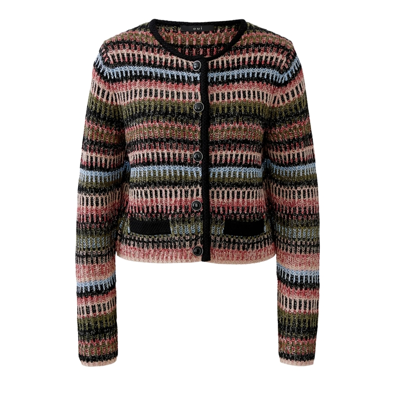 Oui Strickjacke Strickjacke schwarz