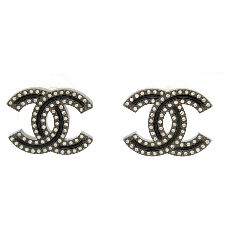 Chanel Ohrstecker NEUE CHANEL CC LOGO GRAUE & STRASS STECKER 2021 grau