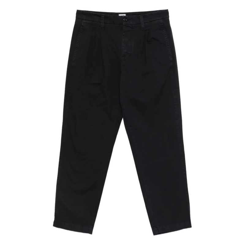 CP Company Chino Relaxed-Fit Chino Trousers With Double Front Pleat Black