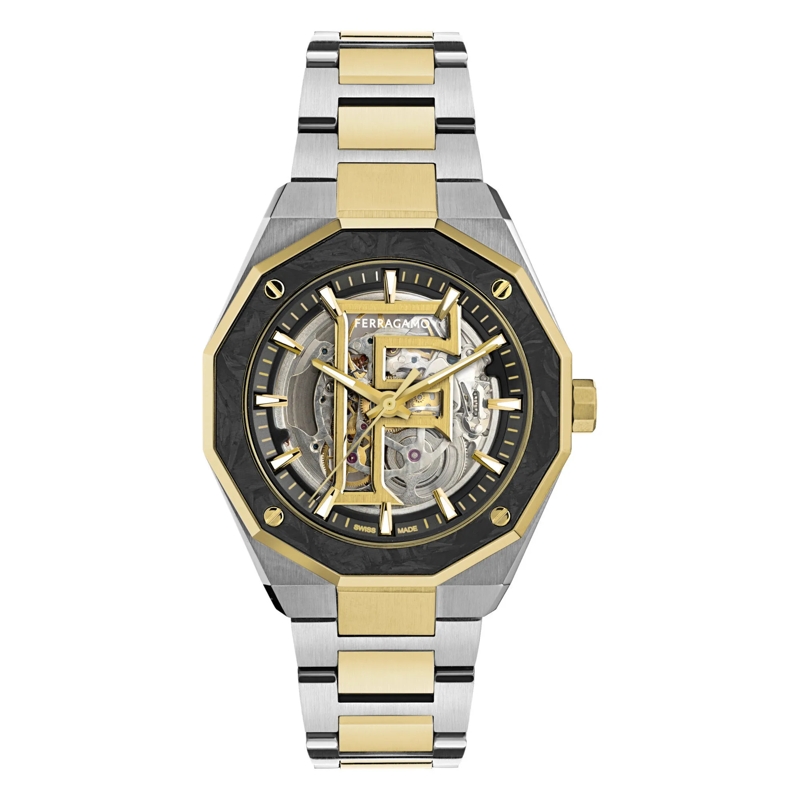 Salvatore Ferragamo Automatikuhr Mechanische Analoguhr Versilia Automatic Skeleton silber