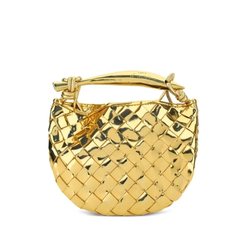 Bottega Veneta Gold-Tone Lambskin Intrecciato Bag Gold Crossbody Bag