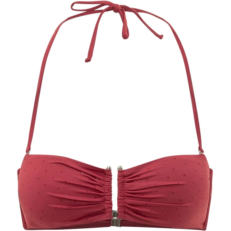 SUNDEK  Top Bikini Bandeau con Allacciatura al Collo e Chi braun