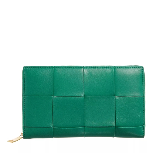 Bottega Veneta Zip Around Wallet Leather Racing Green Portemonnaie mit Zip-Around-Reißverschluss