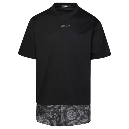 Versace Logo Black Cotton T-Shirt Black 