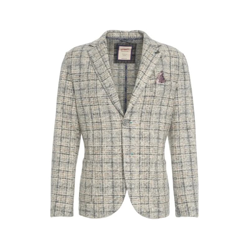 Bob Blazer Checkered Grey Wool-Blend Tailored Blazer Grey