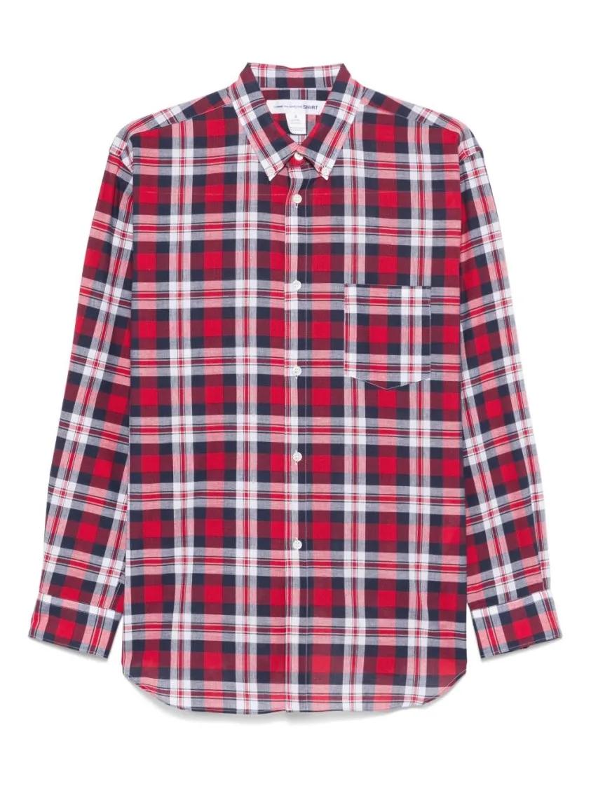 Thumbnail - Comme des Garcons - Plaid Rose Red Shirt With Box-Pleat Detail - Größe XL - pink