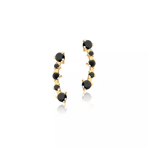 Sif Jakobs Jewellery Princess Earrings Black Yellow Gold Stud