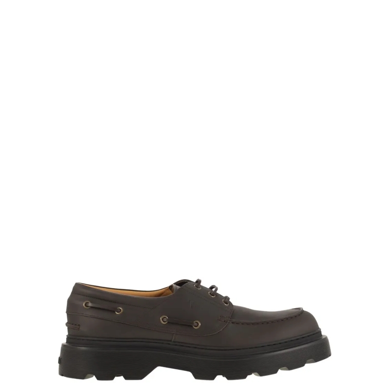 Tod's Chaussures de bateau Leather Boat Shoe Black