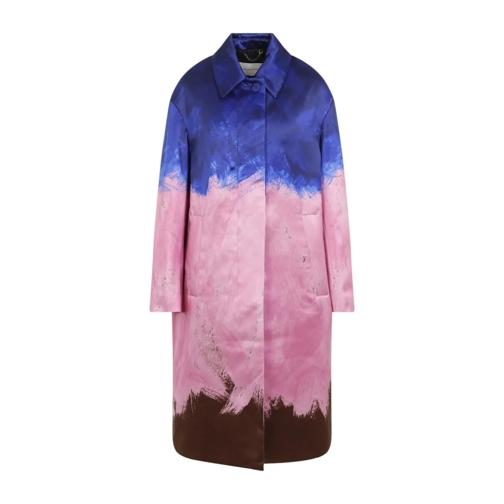 Dries Van Noten Overgangsjassen Ranks Blue Cotton-Silk Coat Multicolor