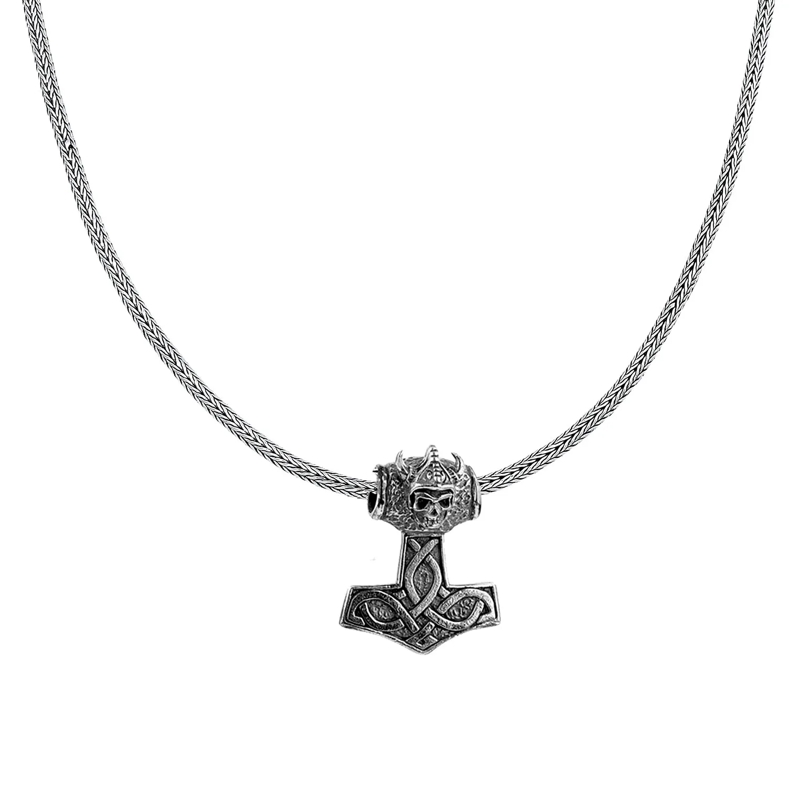 Kuzzoi Mittellange Halskette Halskette Herren Schlangenkette mit Thor's Hammer  silber(Image 2)