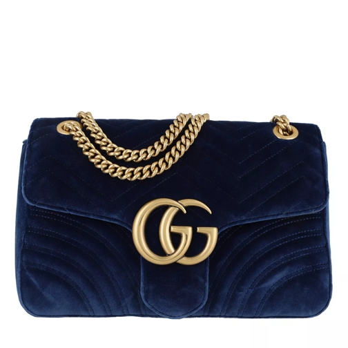 Gucci GG Marmont Medium Velvet Shoulder Bag Cobalt Cross body-väskor