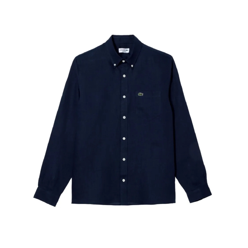 Lacoste Legeres Oberteil Embroidered Crocodile Detail Blue Lino Shirt Black