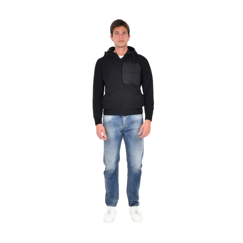 CP Company Vest Zip-Up Cardigan With Nylon Google Hood Black