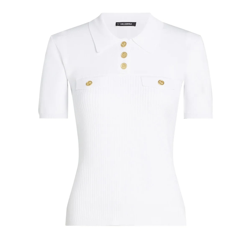 Karl Lagerfeld  POLOSHIRT MIT KNOPFDETAIL weiss