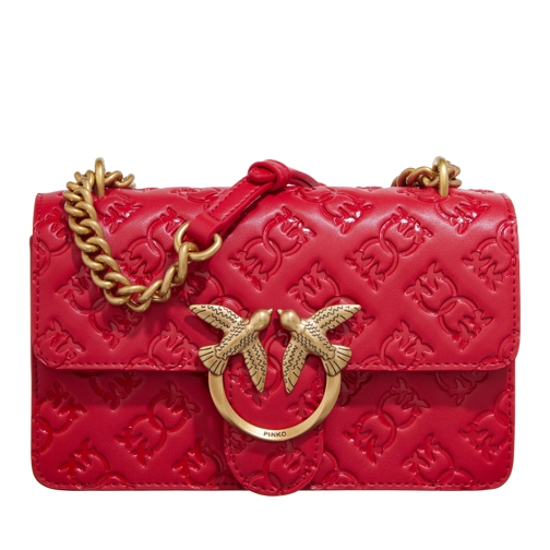 PINKO Love One Mini Dc Rosso-Antique Gold Crossbody Bag