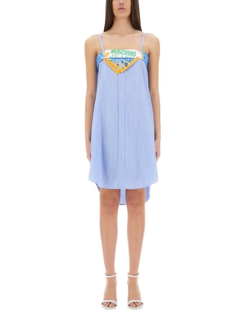Thumbnail - Moschino - Patchwork Cotton Dress - Größe 40 - blau