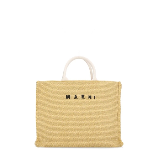 Marni Tote Beige Tote Bag With Logo Neutrals