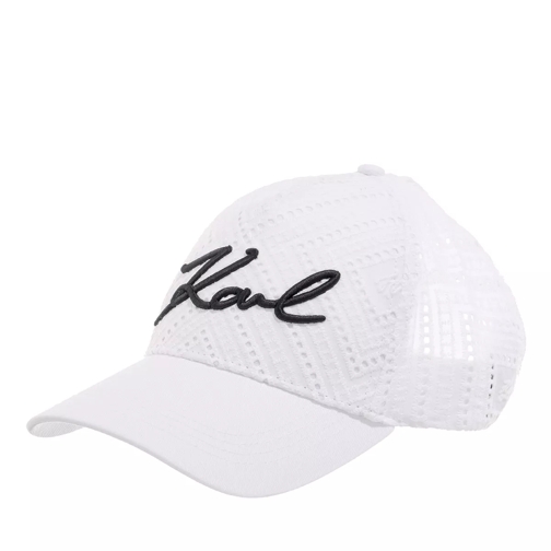 Karl Lagerfeld Signature Brodery Cap White Baseball-Kappe