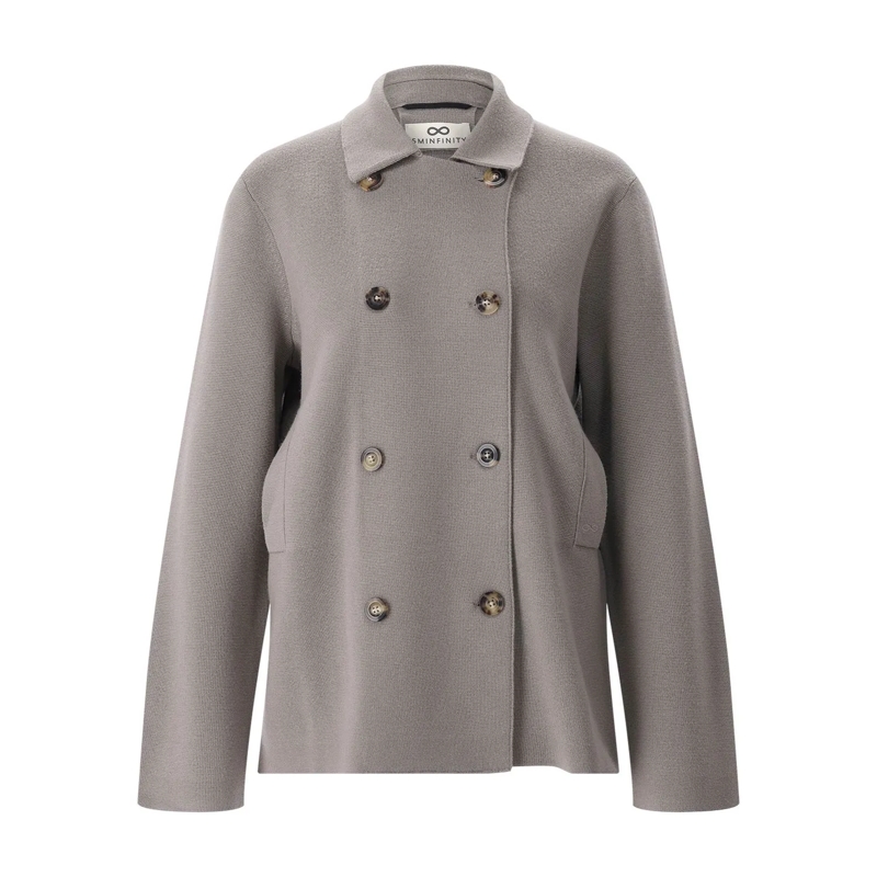 Sminfinity Übergangsmantel Zweireihige Strickjacke grau