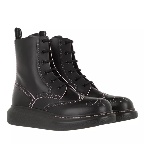 Alexander McQueen Ankle Boot Black Rose Lace up Boots