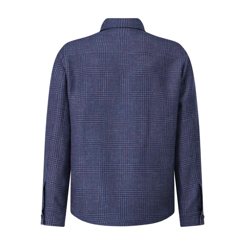 Maurizio Baldassari Overhemd Overshirt mit Schurwolle und Leinen blau