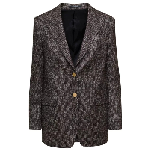Tagliatore Grey Single-Breasted Jacket With Golden Buttons In Grey 